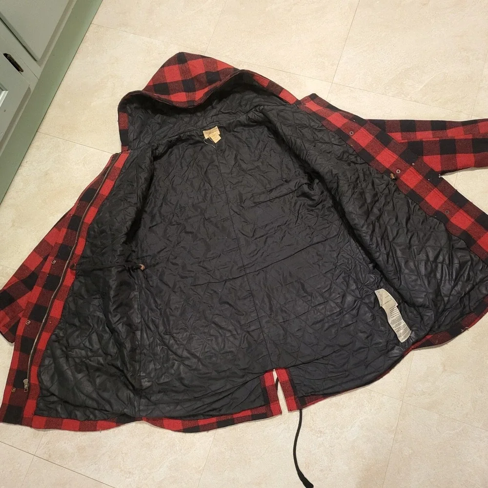 Levis Mens‎ XL Wool Blend Buffalo Quilted Hooded Plaid Jacket Coat VERY RARE